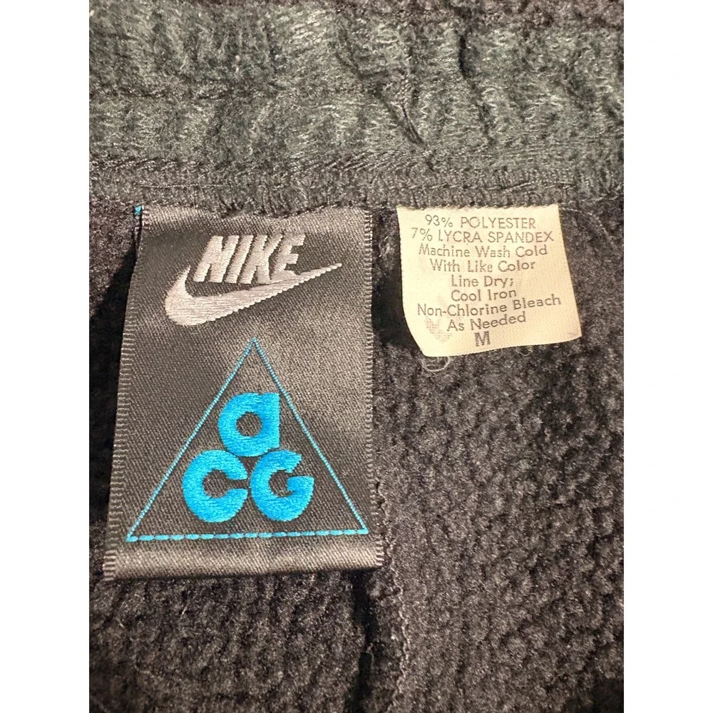 Nike‎ ACG Vintage Fleece Sweatpants Mens Medium Black Joggers Blue Drawstring